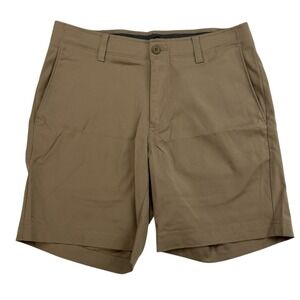Pro Tour Cool Play Mens Flat Front Khaki Performance Shorts Sz 34 100% Polyester